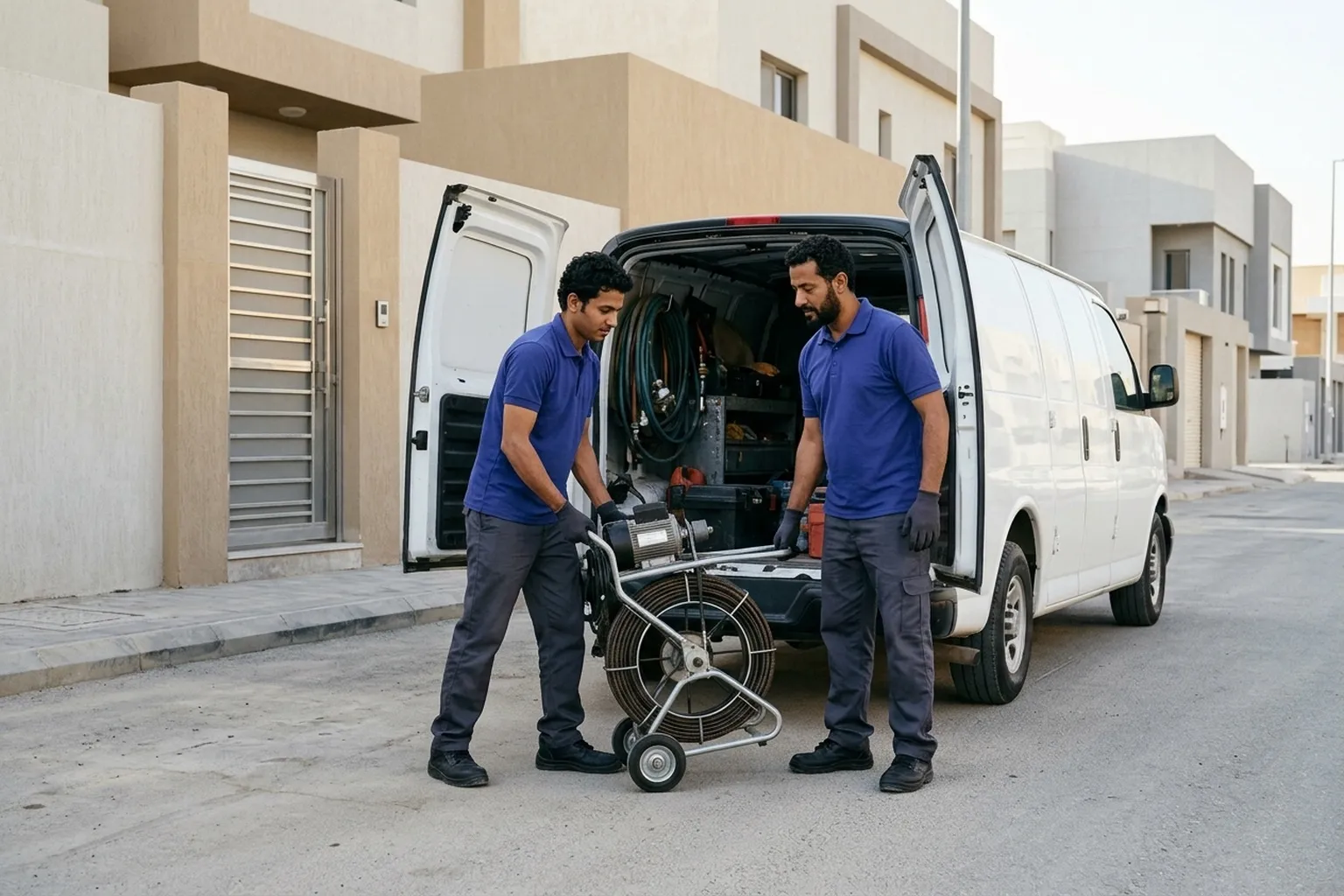 فريق شركة تسليك ينزّل جهاز التسليك